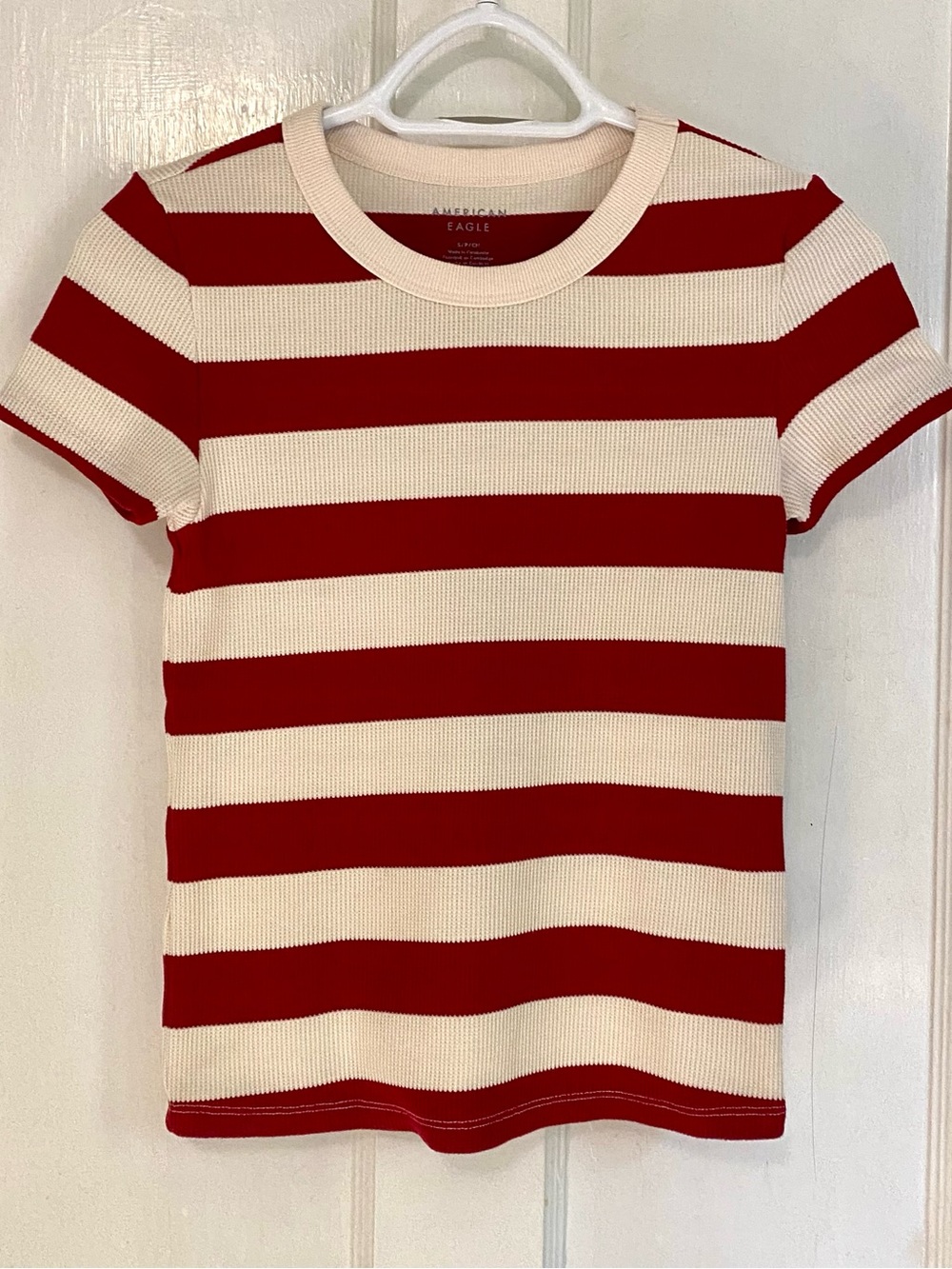 AE Waffle Hey Baby Tee - Campus Red Size S